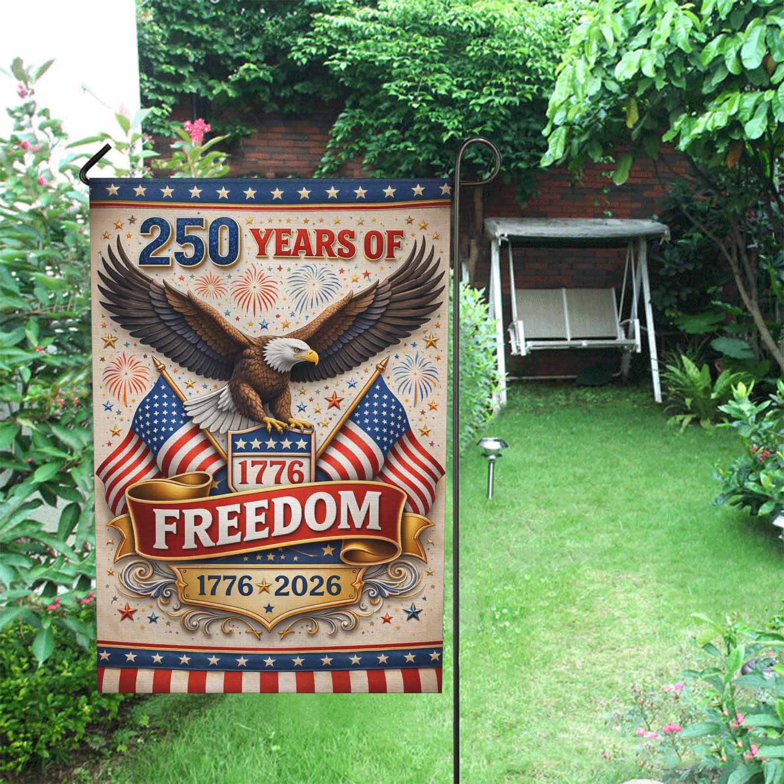 America 250 Patriotic Eagle Garden Flag 1776-2026 Freedom July 4 Decor