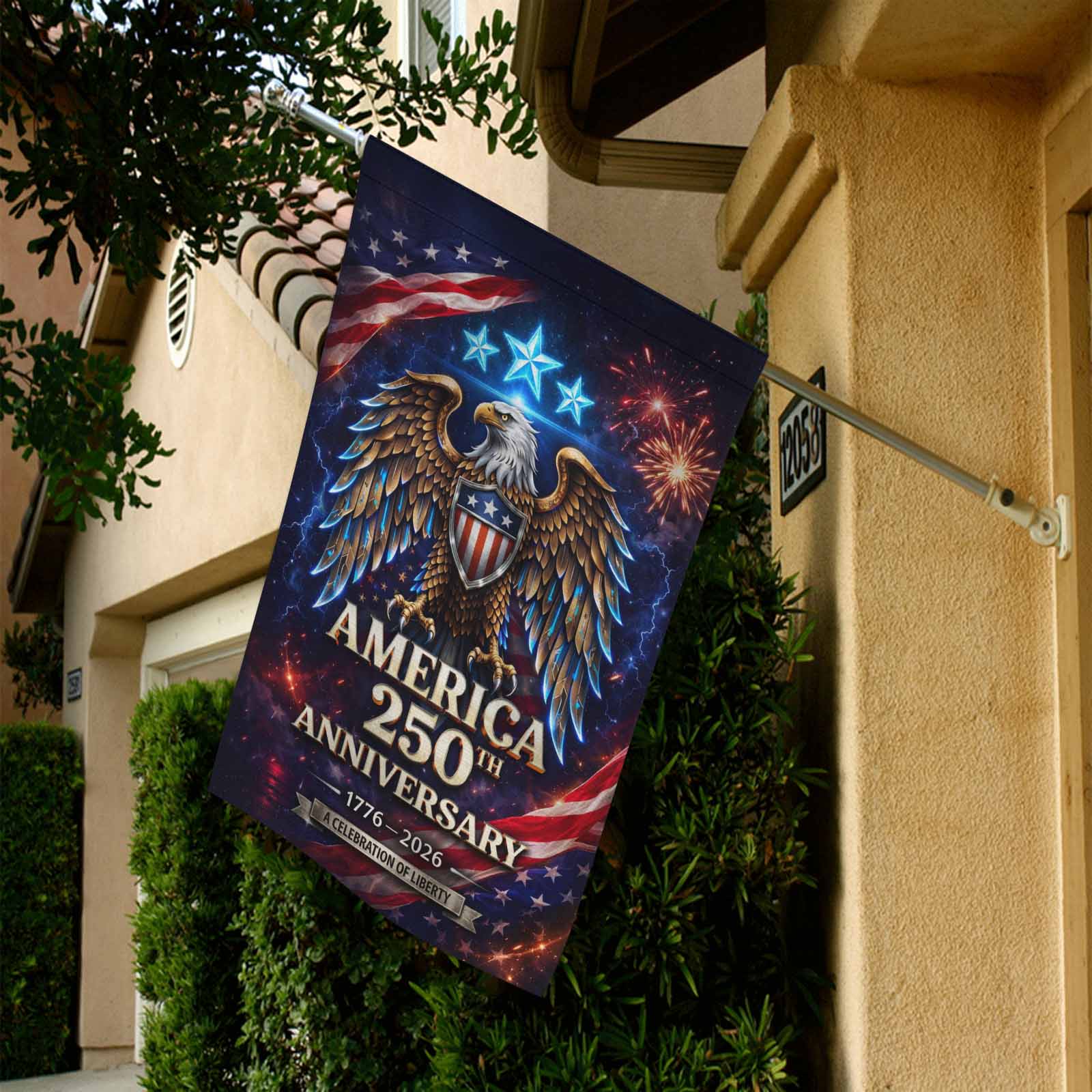 Patriotic Eagle Fireworks USA Independence Garden Flag Decor