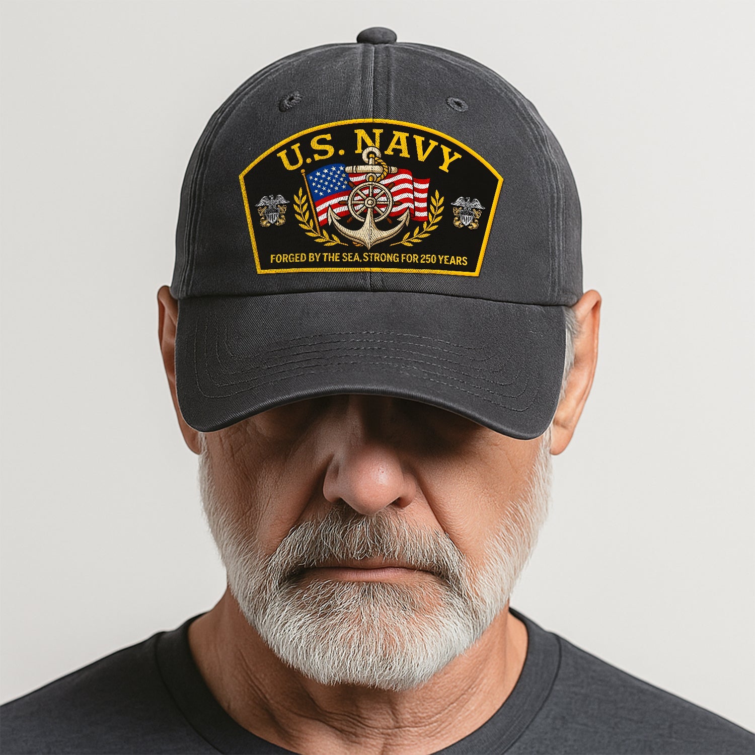 Custom Ranks US Navy Premium Washed Denim Cap DC013