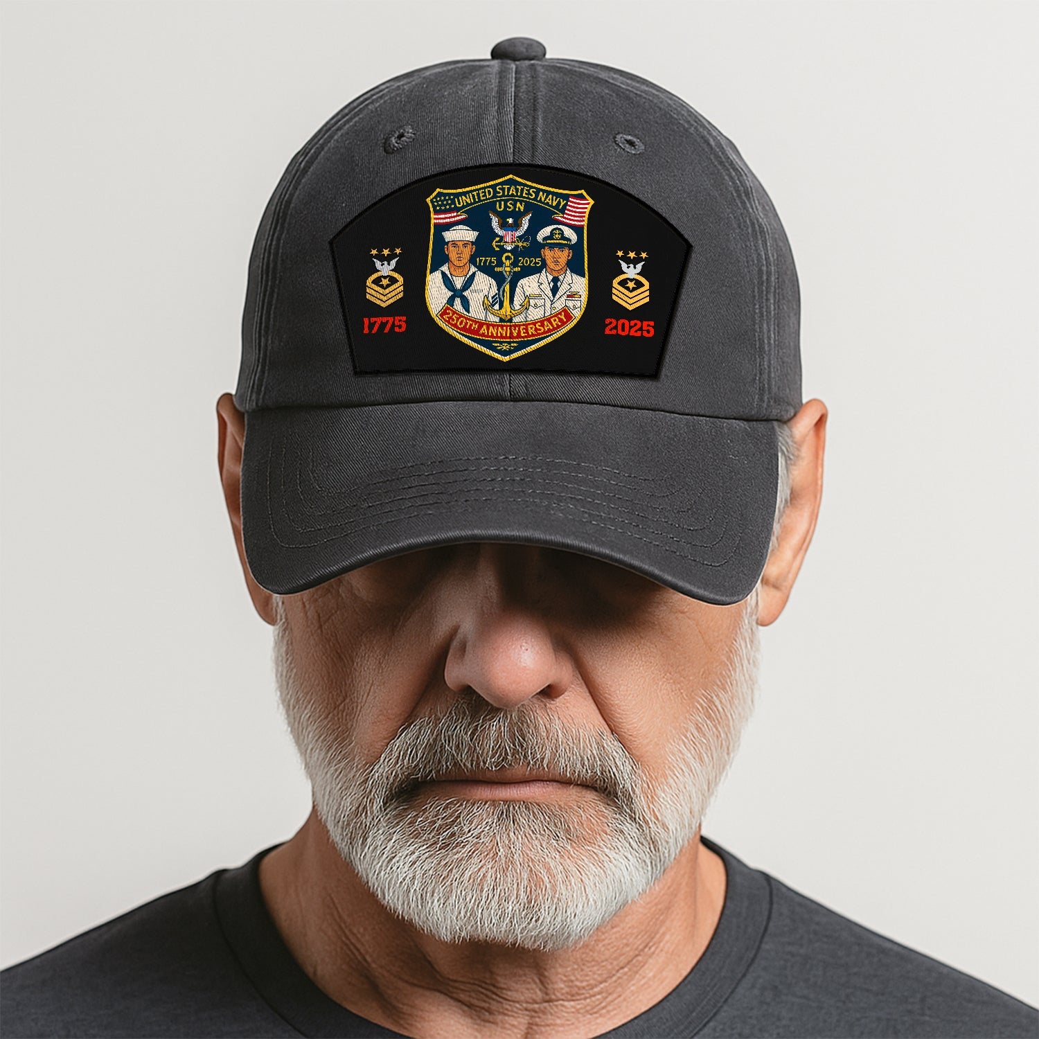 Custom Ranks US Navy Premium Washed Denim Cap DC014