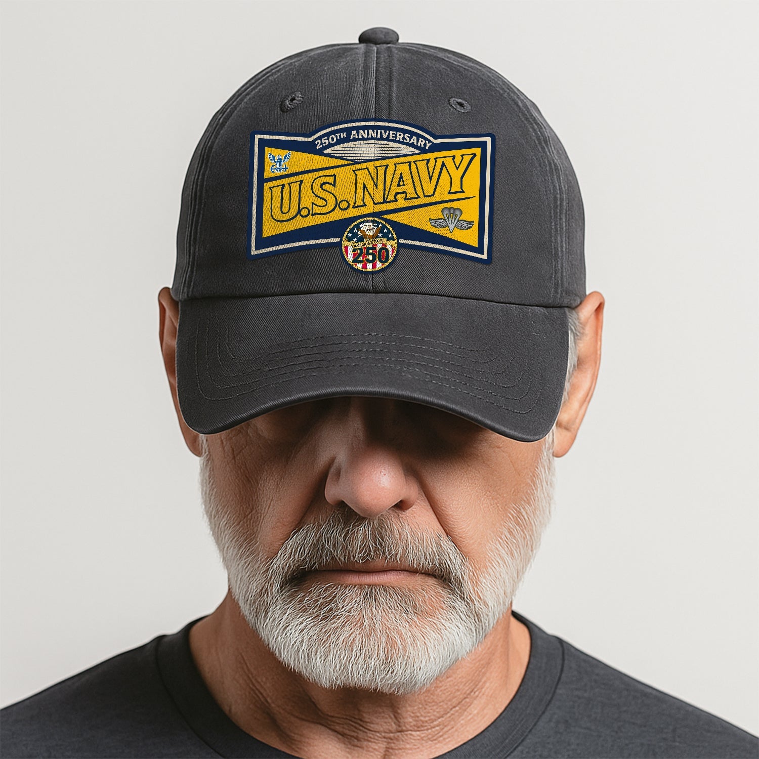 Custom Ranks US Navy Premium Washed Denim Cap DC016