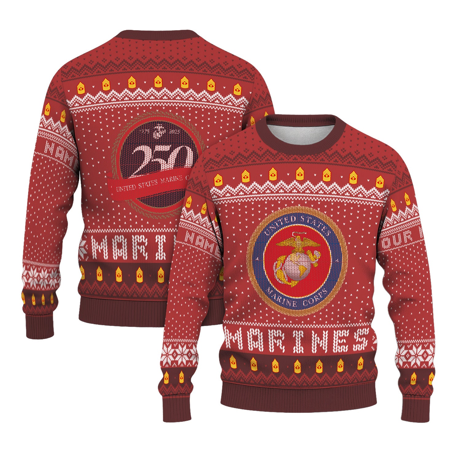Custom Ranks And Text USMC Ugly Christmas Sweater for Women Men TUST04