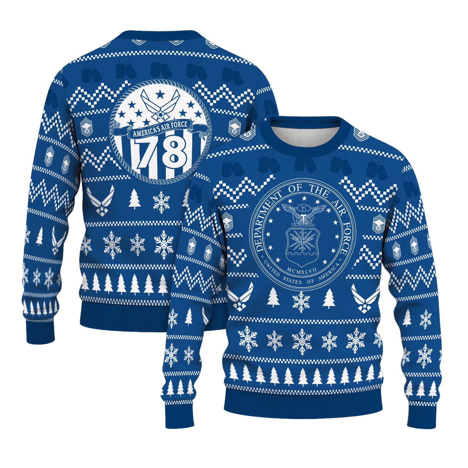 Custom Ranks US Air Force Ugly Christmas Sweater for Women Men TUST01