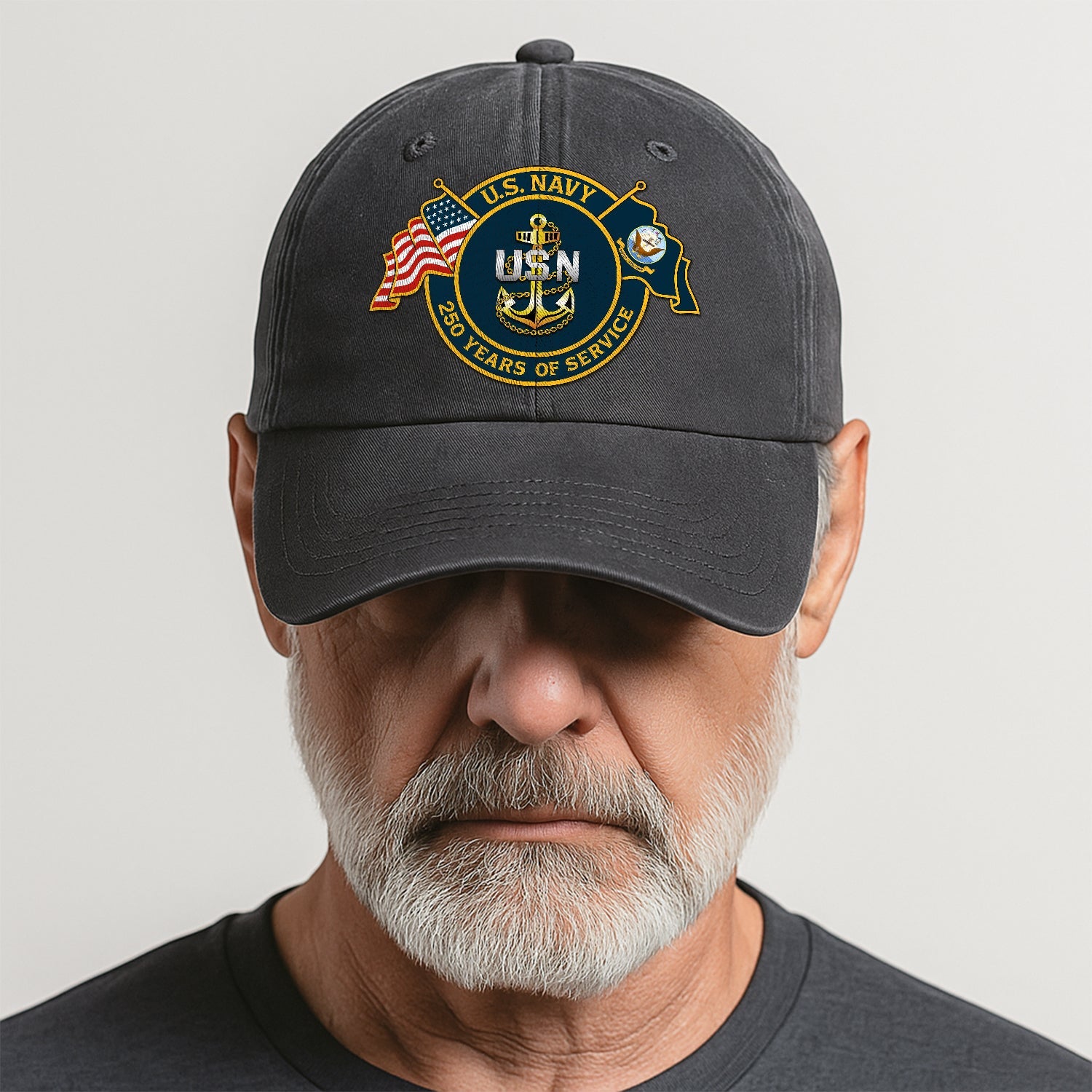 Custom Ranks US Navy Premium Washed Denim Cap DC012
