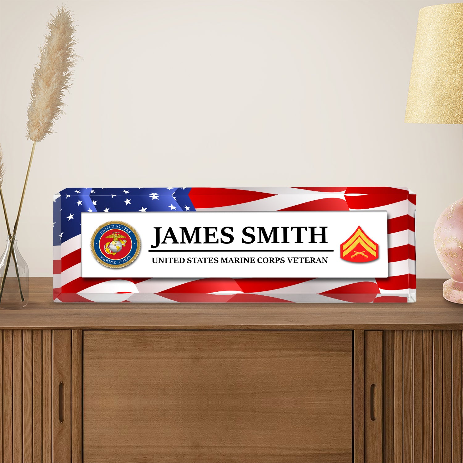 Custom Desk Acrylic Plaque -  Nameplate Gift for MARlNES