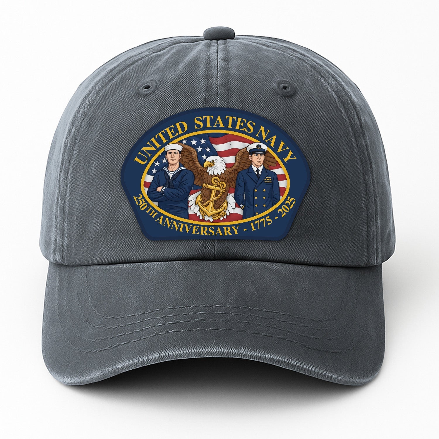 United Stetes Navy 250th Anivesary US Navy Premium Washed Denim Cap