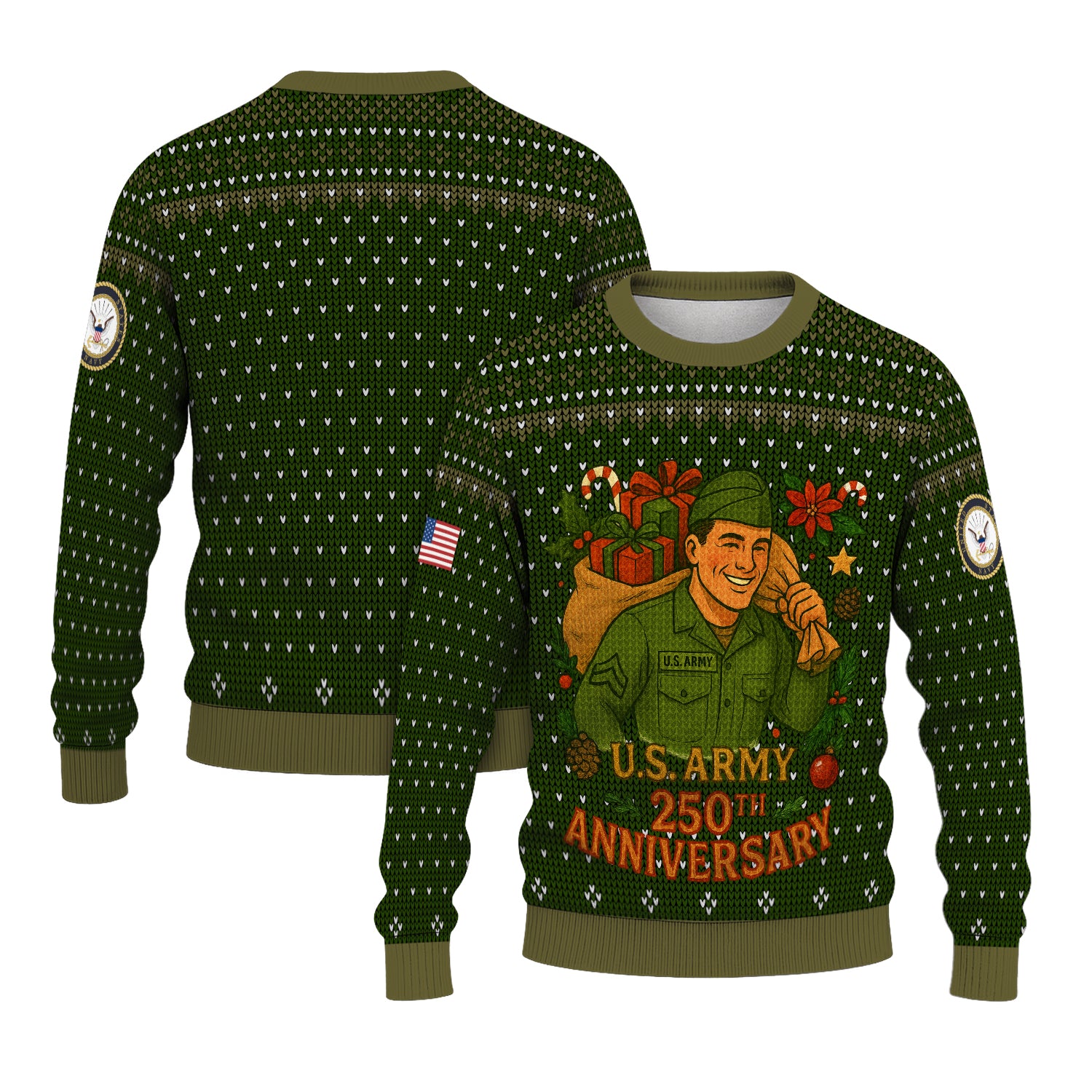 Personalized US Army Ugly Christmas Sweater TUST07
