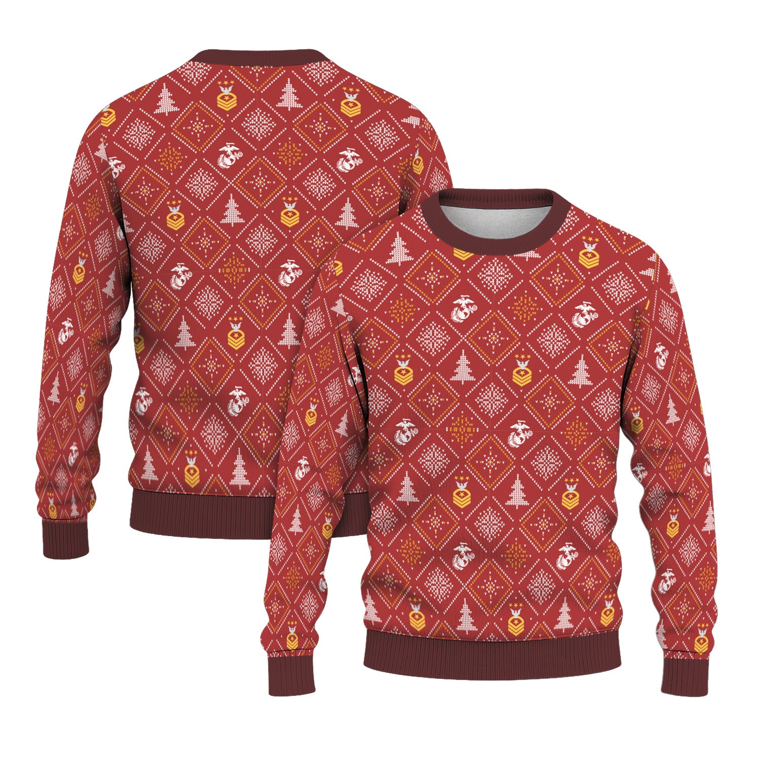 Custom Ranks USMC Ugly Christmas Sweater for Women Men TUST03