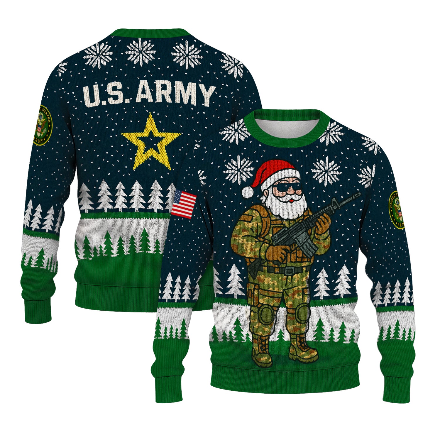 US Army Santa Cloud Christmas Ugly Christmas Sweater