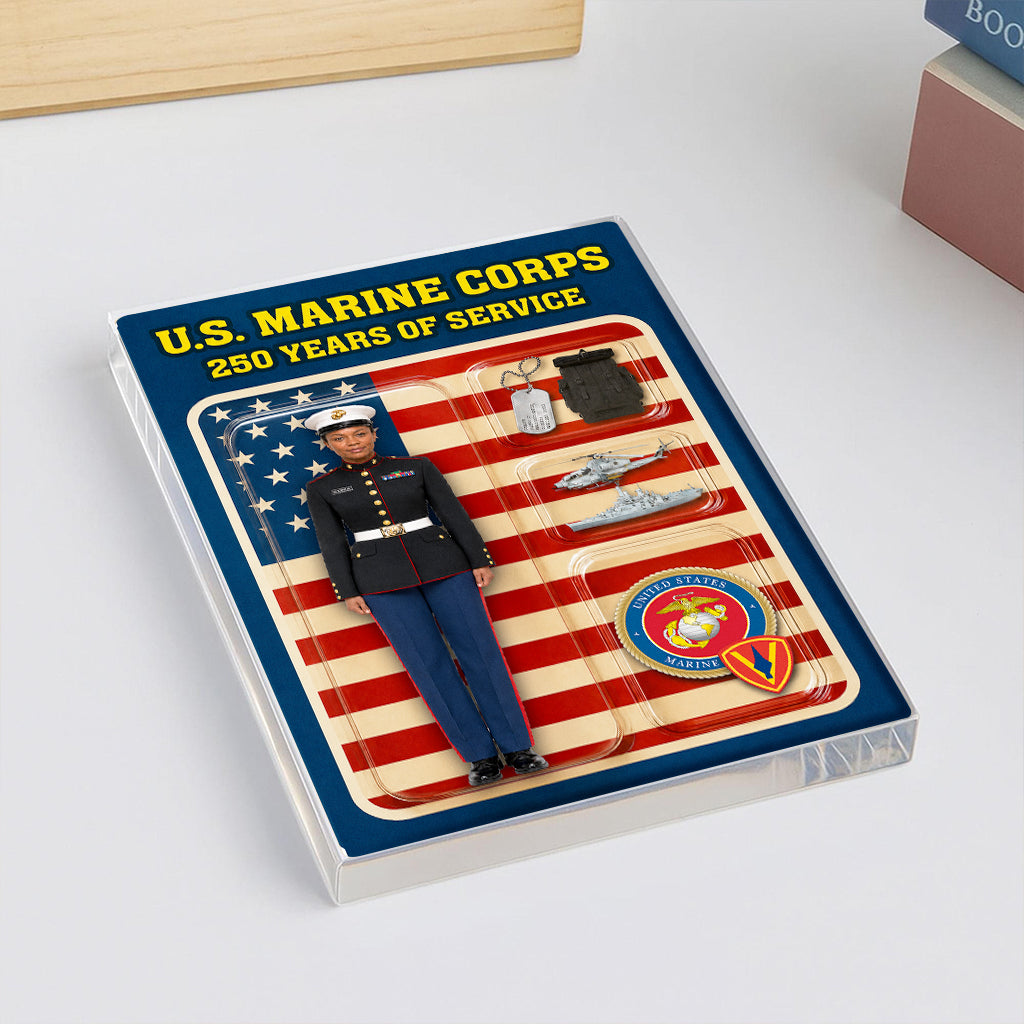 Personalized MARlNE 250th Years Of Service Custom Figure MARlNE Male Officer Blue Dress Uniform Acrylic Block