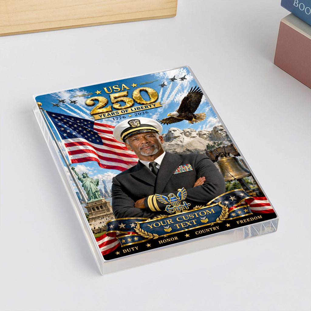 USA 250 Years Of Liberty Custom US Navy Service Uniform Figure Acrylic Block