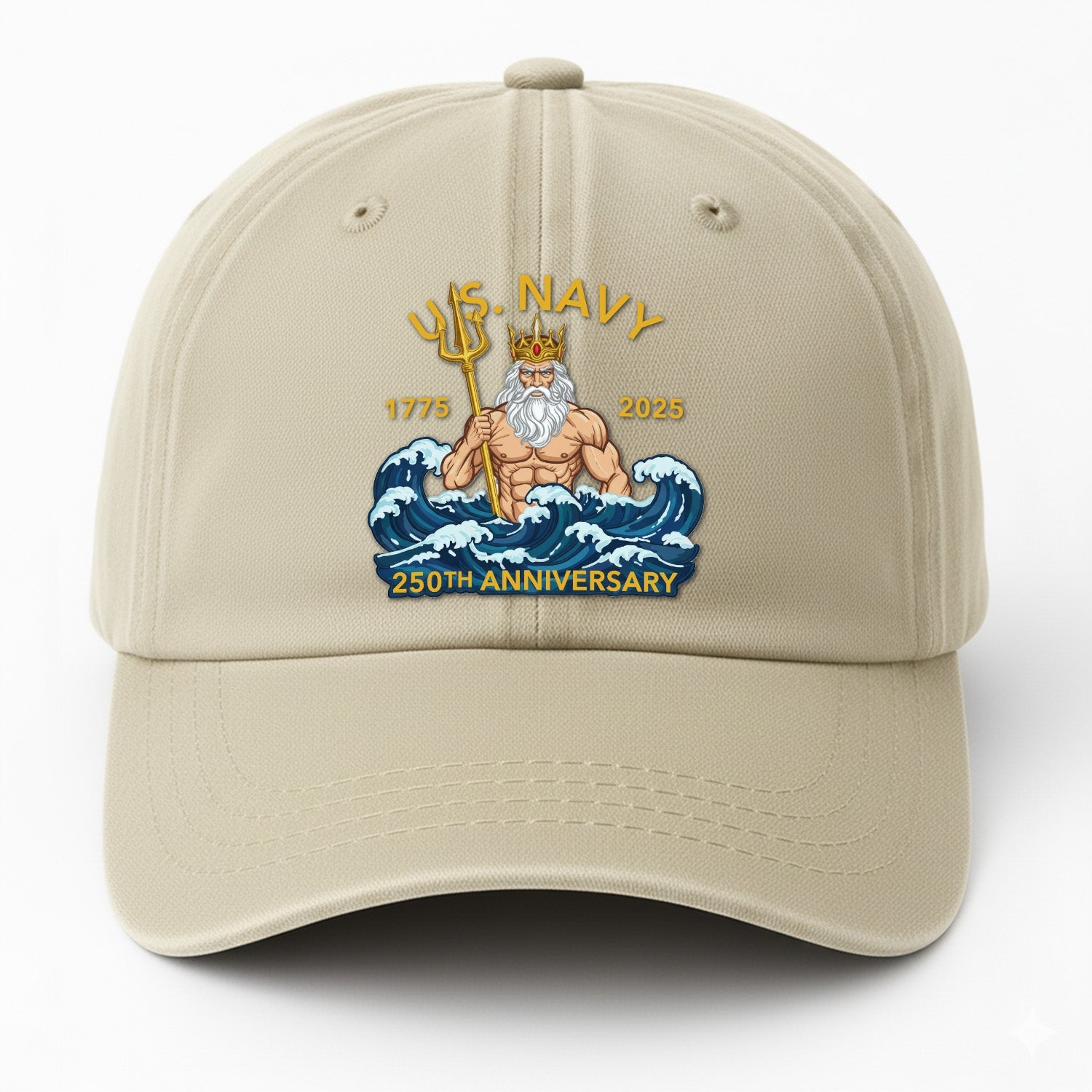 US Navy 250th Annivesary Poseidon Washed Denim Cap