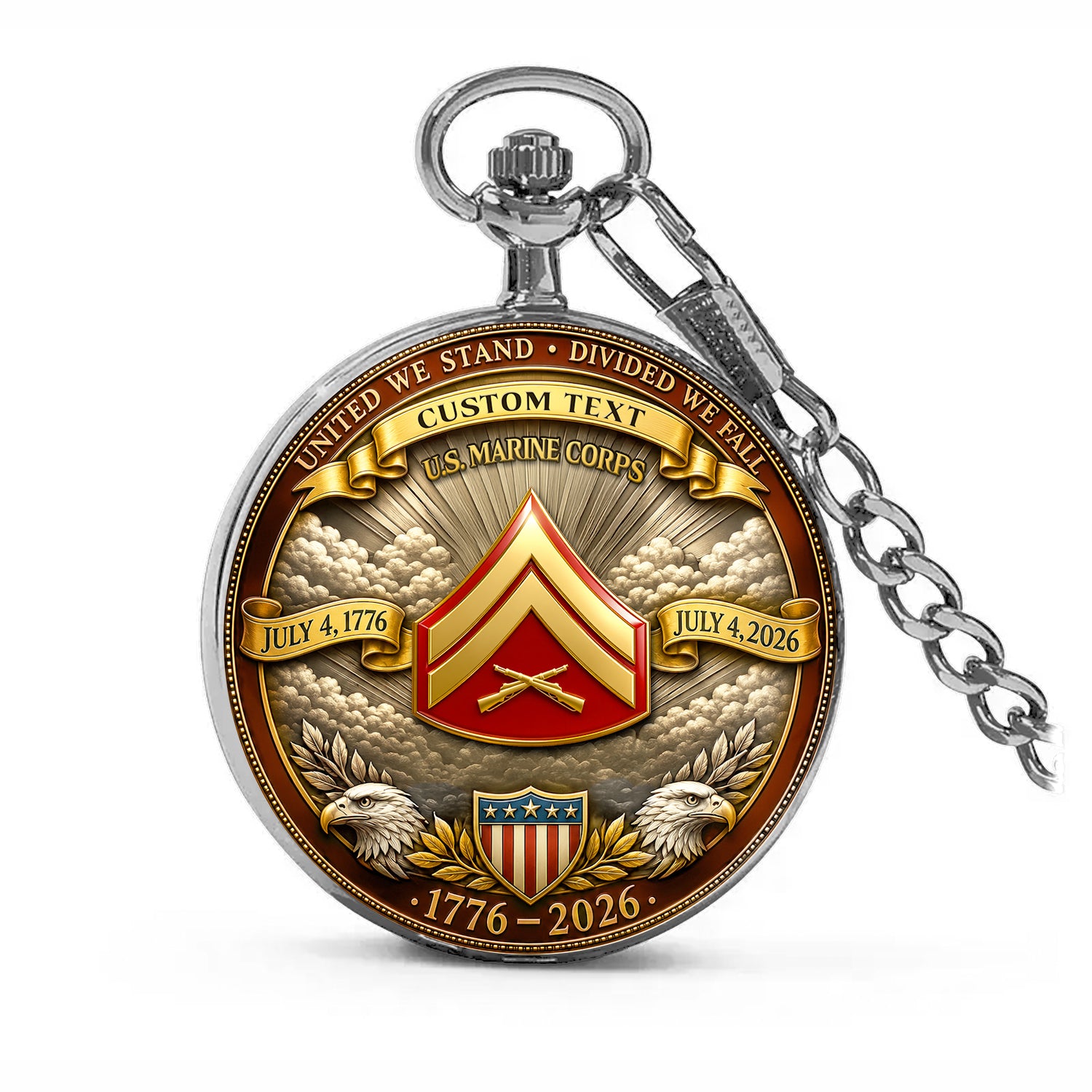 Personalized USMC Veteran Pocket Watch Custom Gift