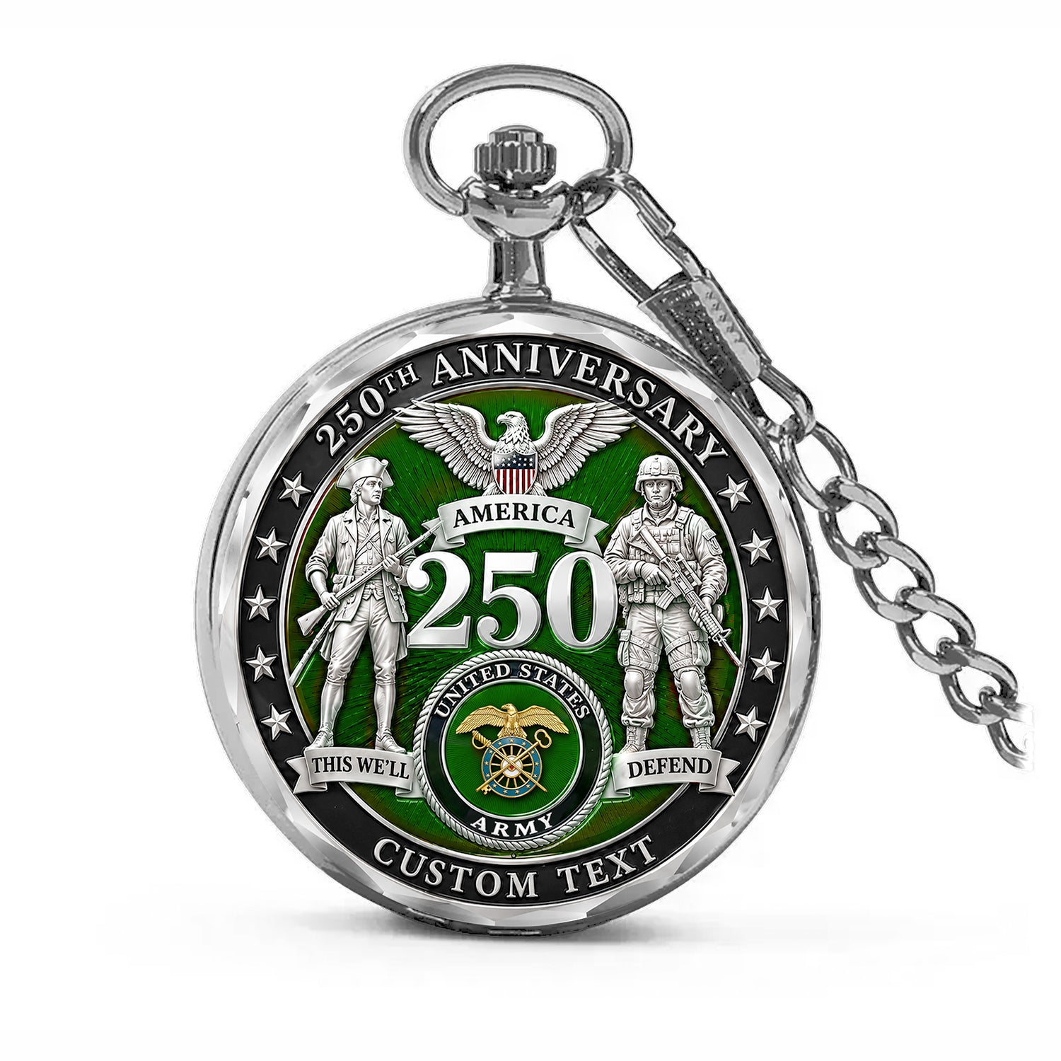 Personalized US Army Pocket Watch 250 Years Custom Text Military Gift