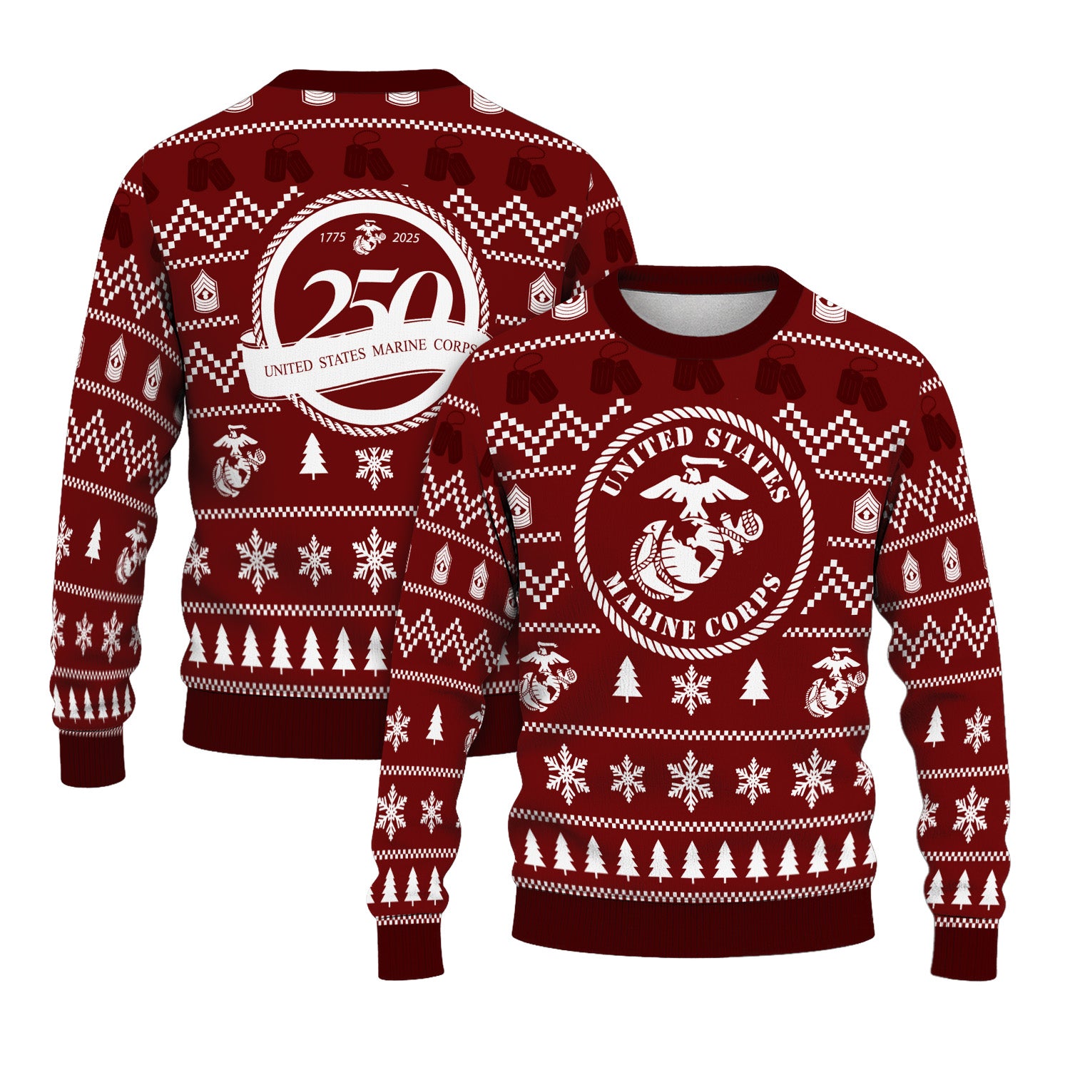 Custom Ranks USMC Ugly Christmas Sweater for Women Men TUST01
