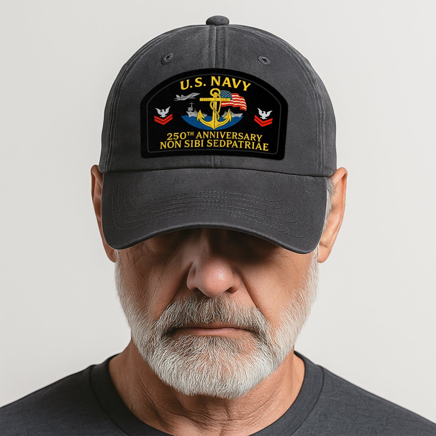 Custom Ranks US Navy Premium Washed Denim Cap DC010