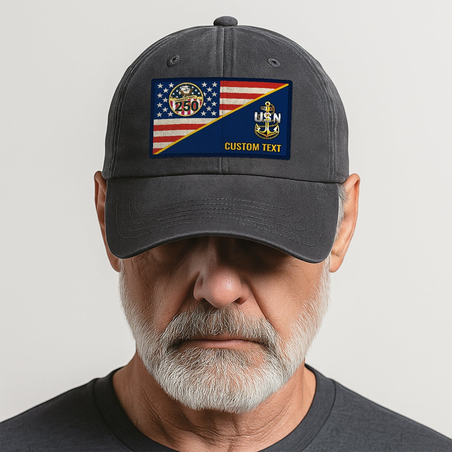 Custom Ranks & Text US Navy Premium Washed Denim Cap DC017