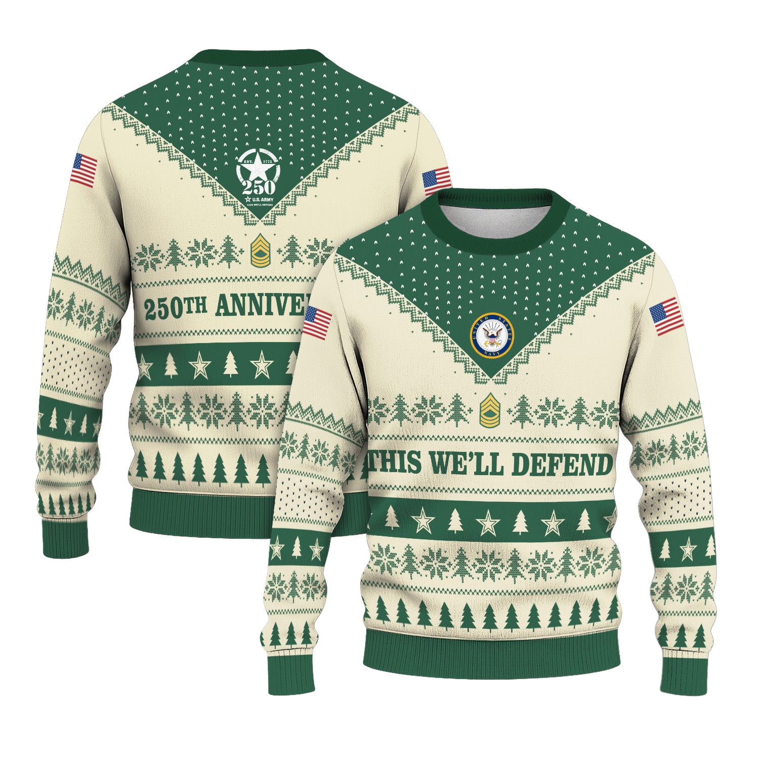 Custom Ranks US Army Ugly Christmas Sweater for Women Men TUST05