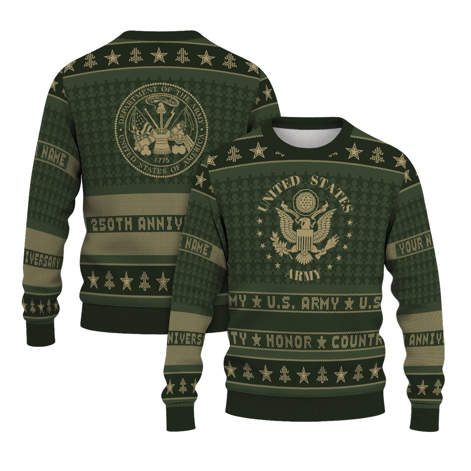Personalized US Army Ugly Christmas Sweater TUST06