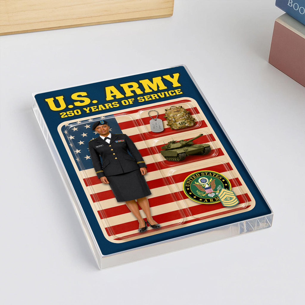 Personalized US Army 250th Years Of Service Custom Figure Acrylic Block