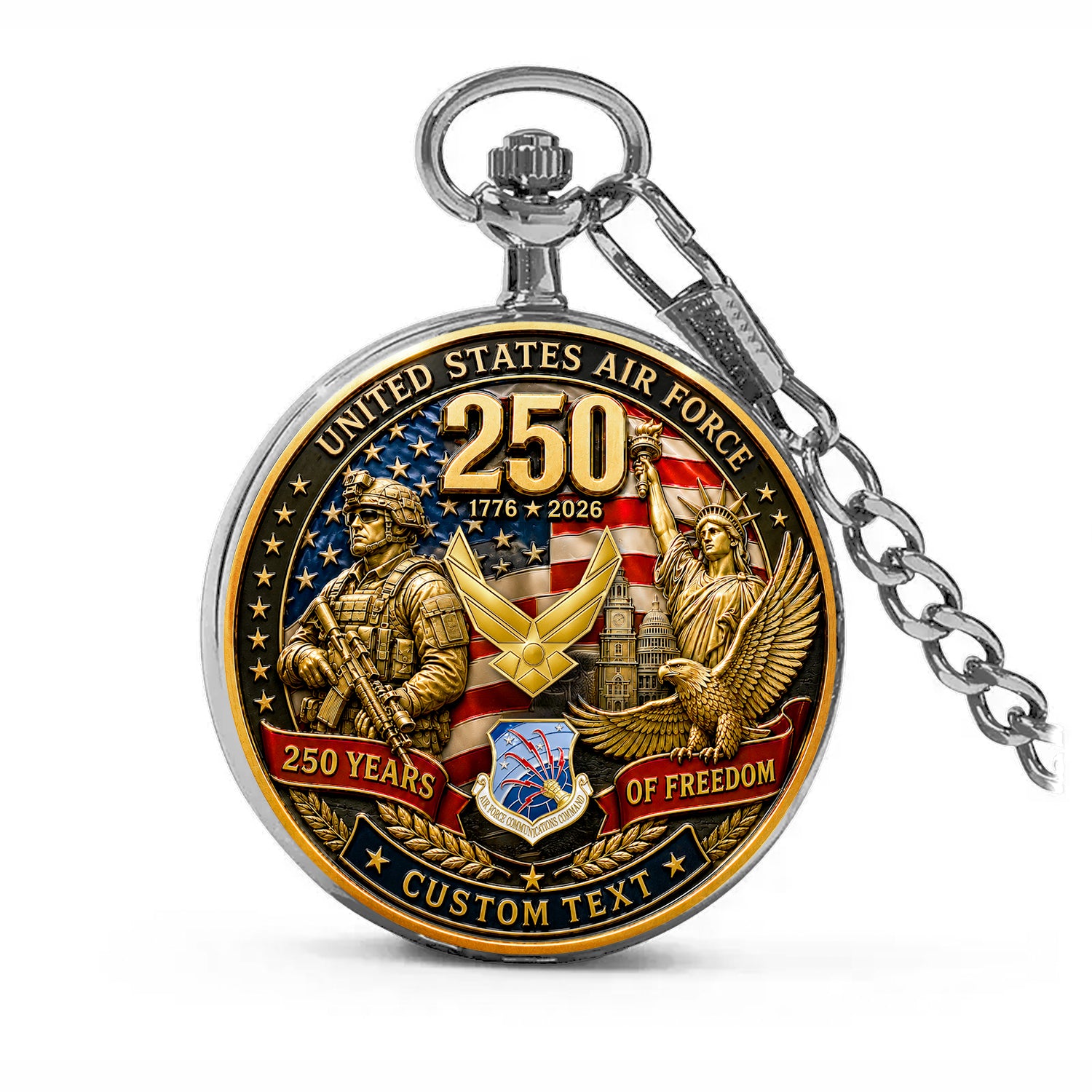 Air Force Veteran Custom Name Pocket Watch Anniversary Gift