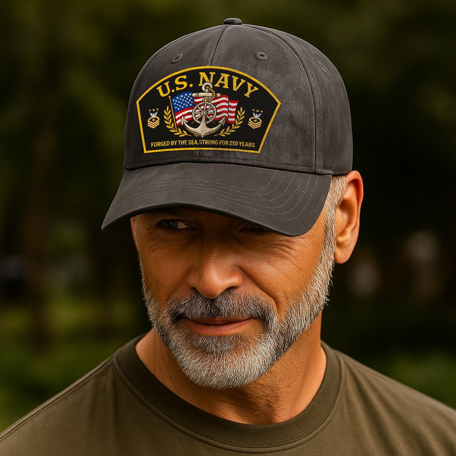 Custom Ranks US Navy Premium Washed Denim Cap DC013