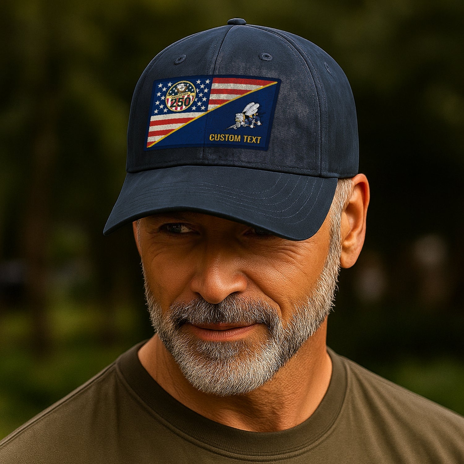 Custom Ranks & Text US Navy Premium Washed Denim Cap DC017