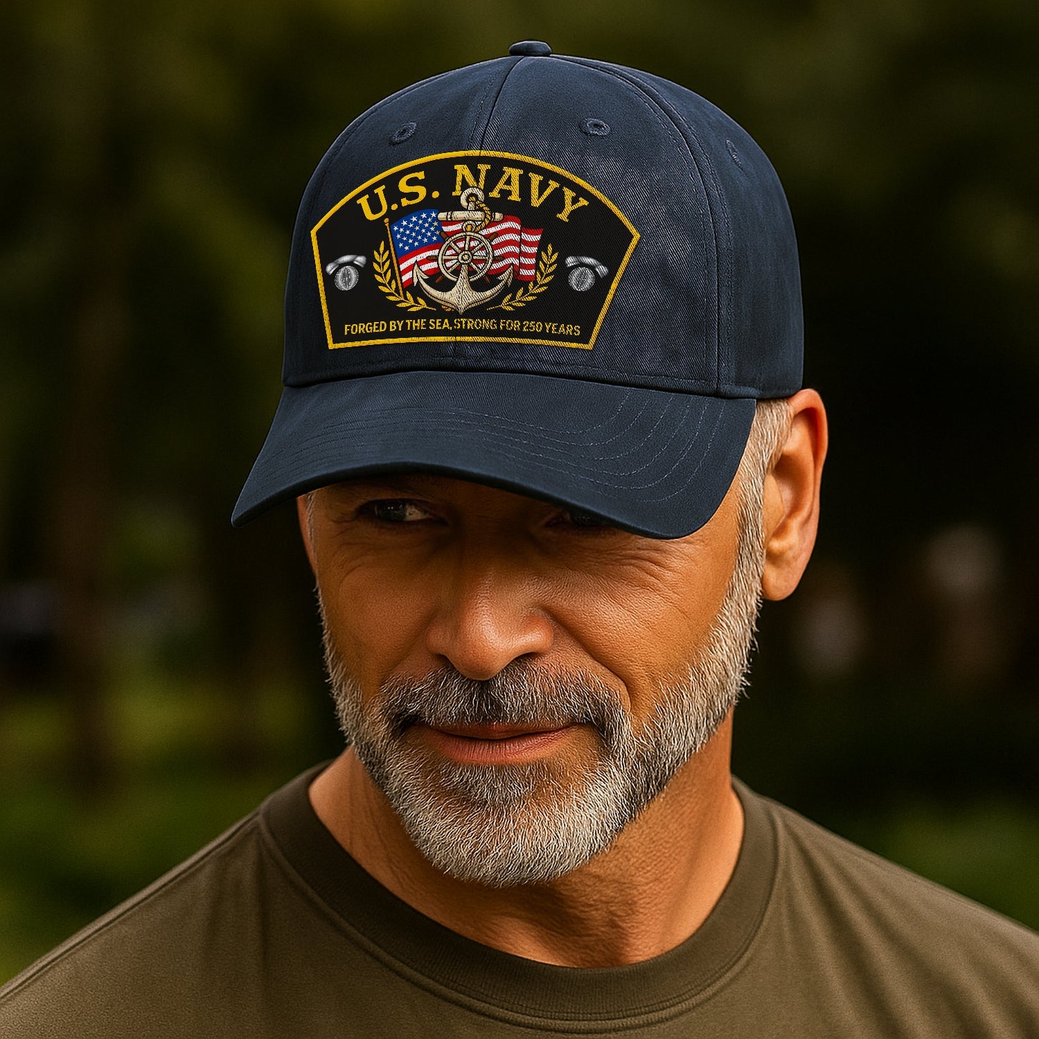 Custom Ranks US Navy Premium Washed Denim Cap DC013