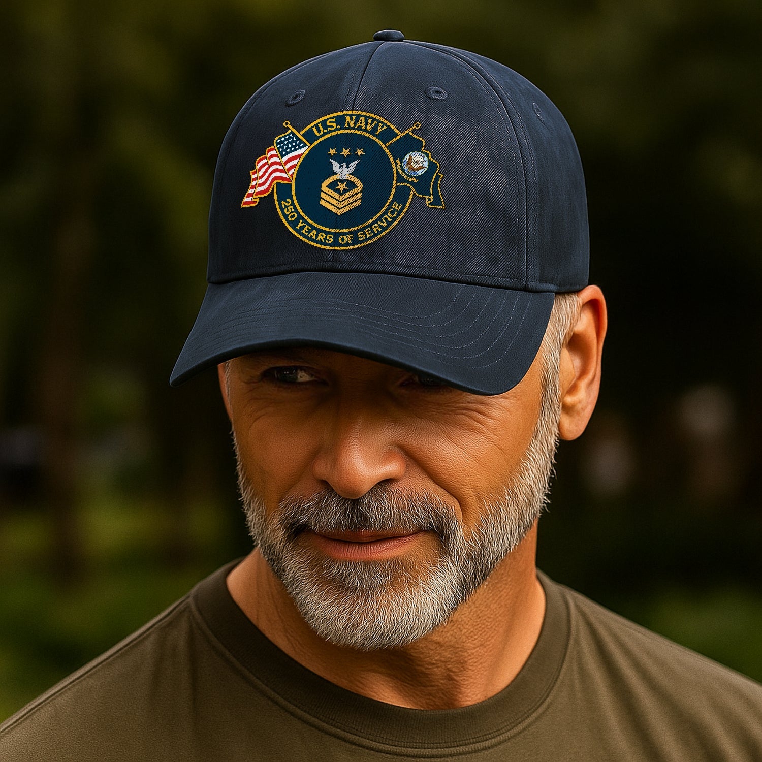 Custom Ranks US Navy Premium Washed Denim Cap DC012