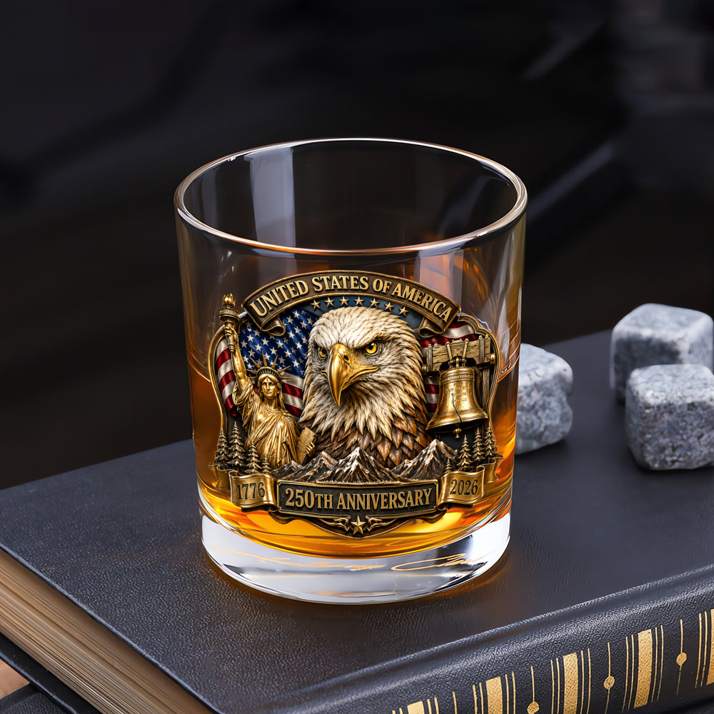 USA Anniversary Whiskey Glass 250 Years of Liberty