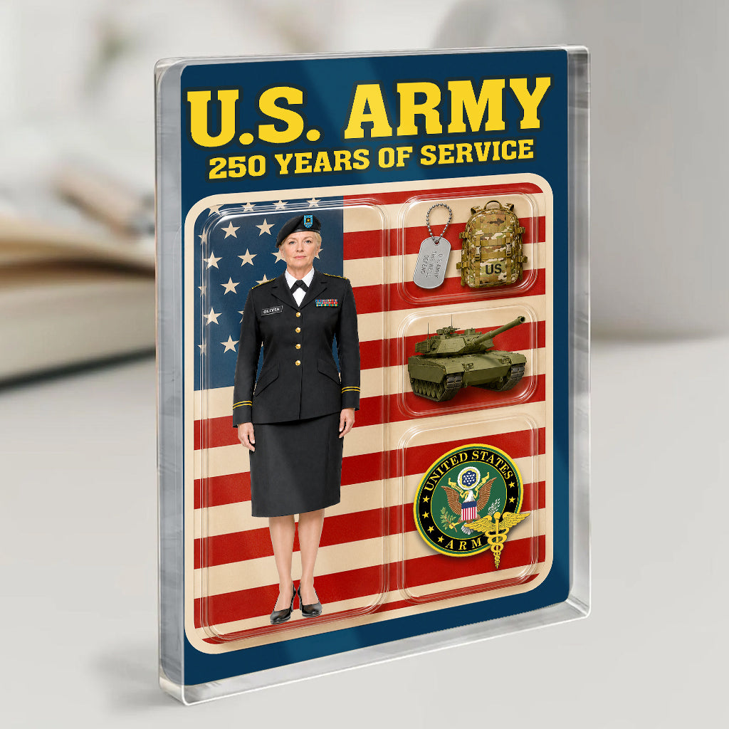 Personalized US Army 250th Years Of Service Custom Figure Acrylic Block