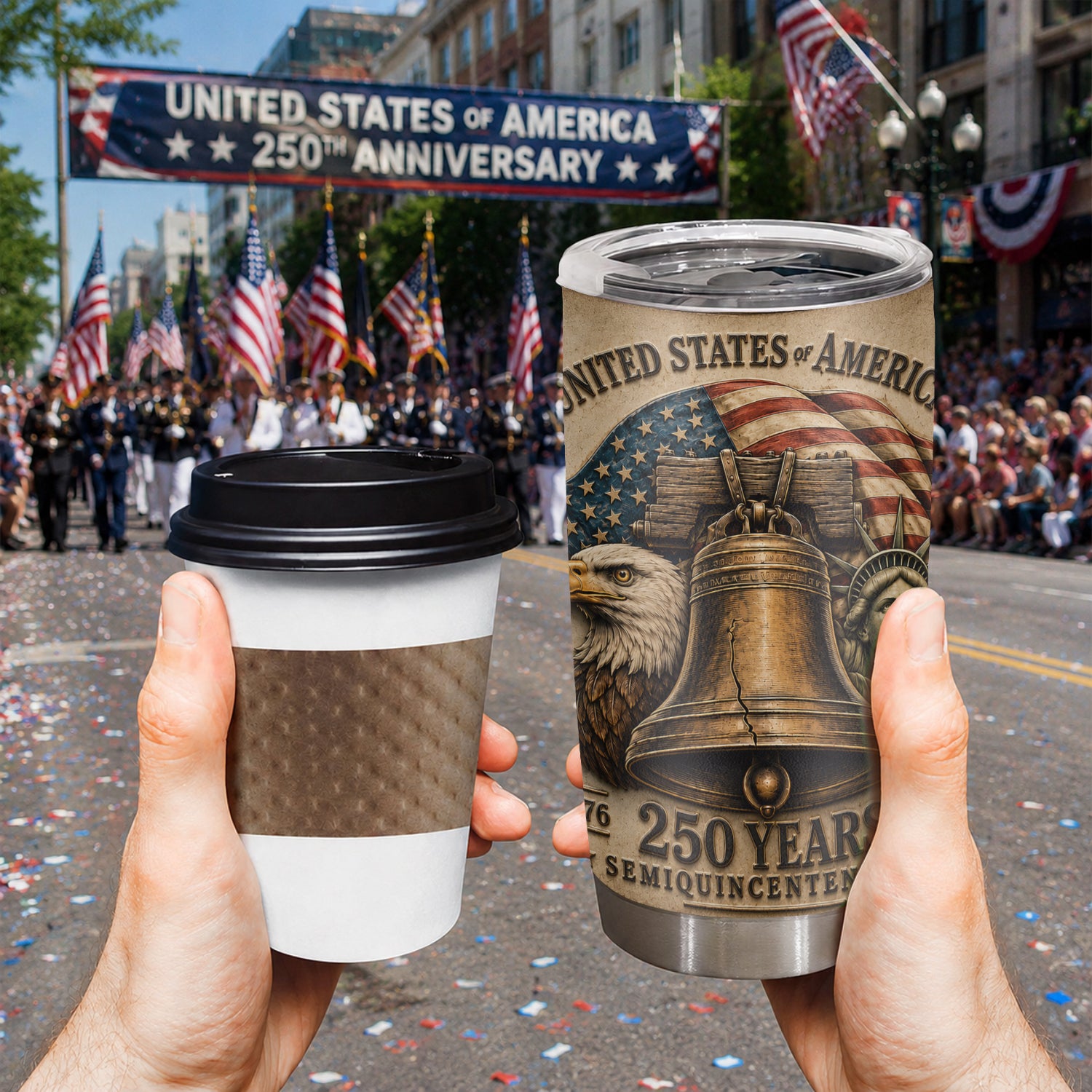USA 250 Years Semiquincentennial Liberty Bell 20oz Tumbler Gift