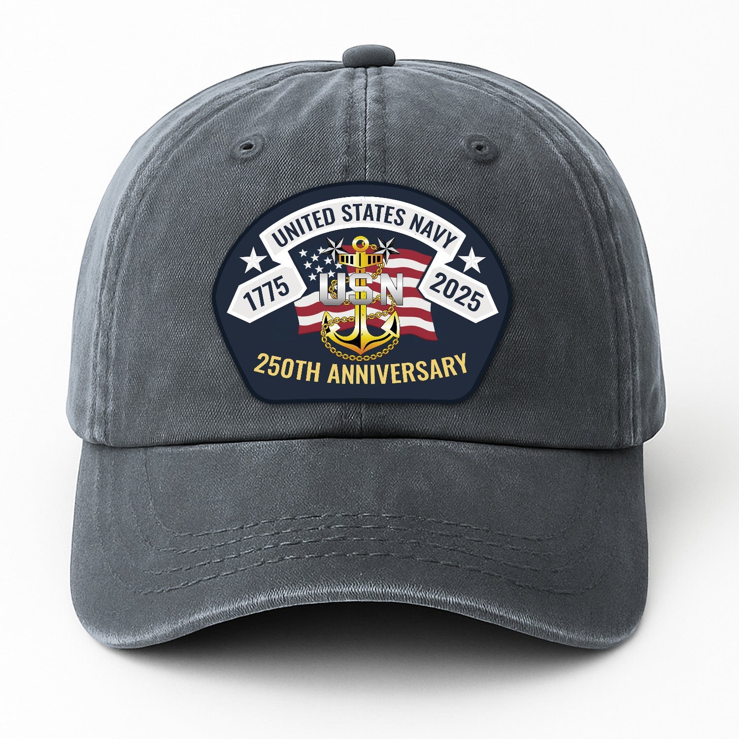 Custom Ranks US Navy US Navy Premium Washed Denim Cap DC29