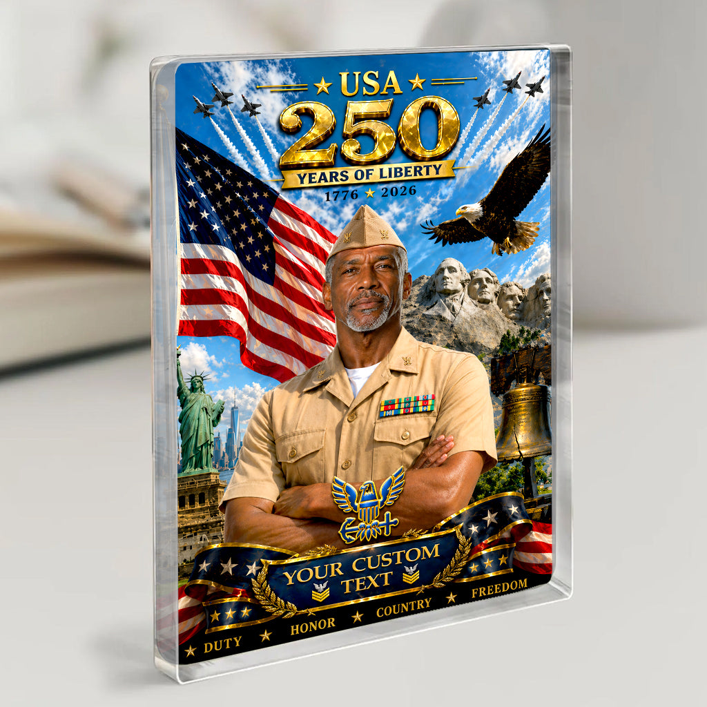 USA 250 Years Of Liberty Custom US Navy Service Uniforms Figure Acrylic Block