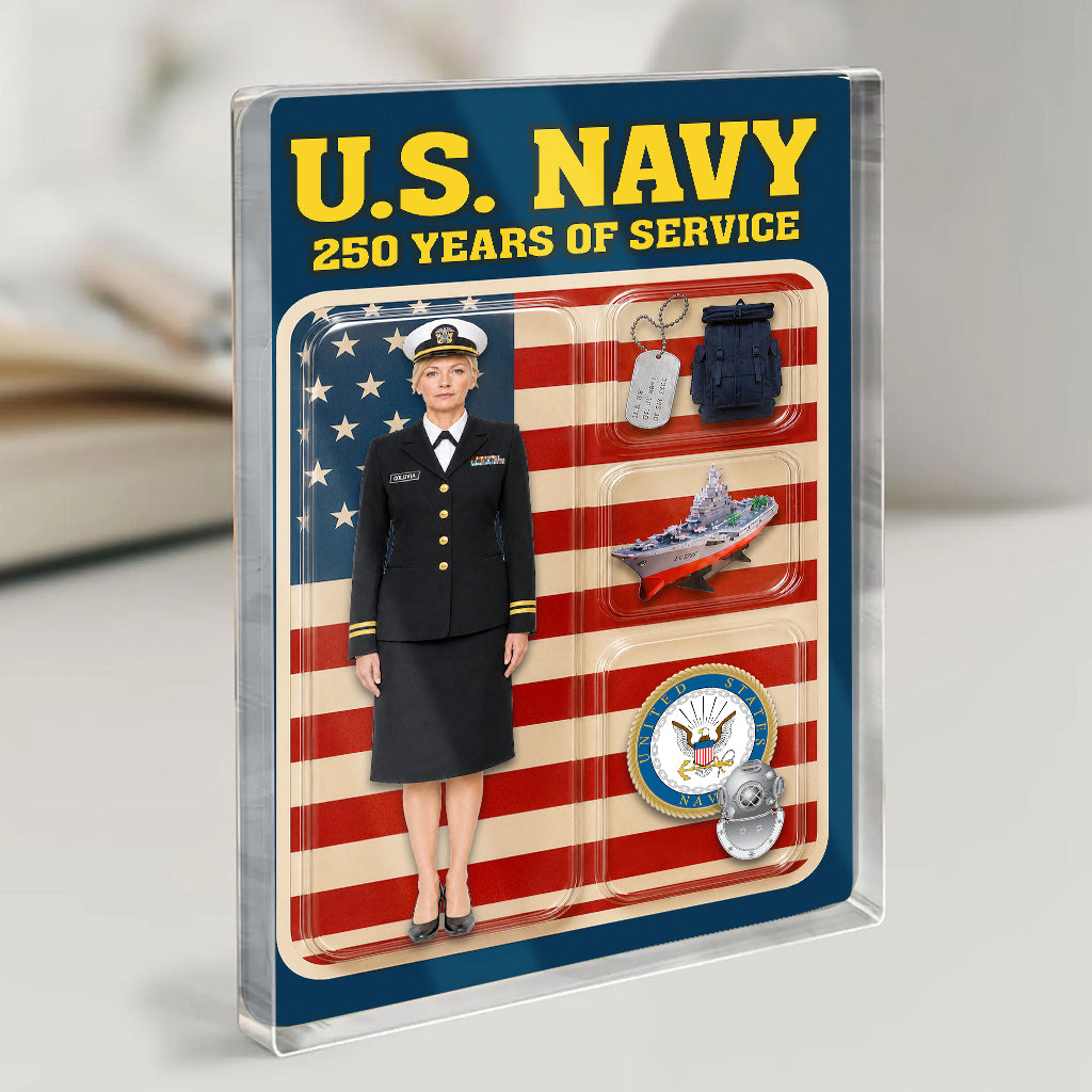Personalized US Navy 250th Years Of Service Custom Figure Acrylic Block