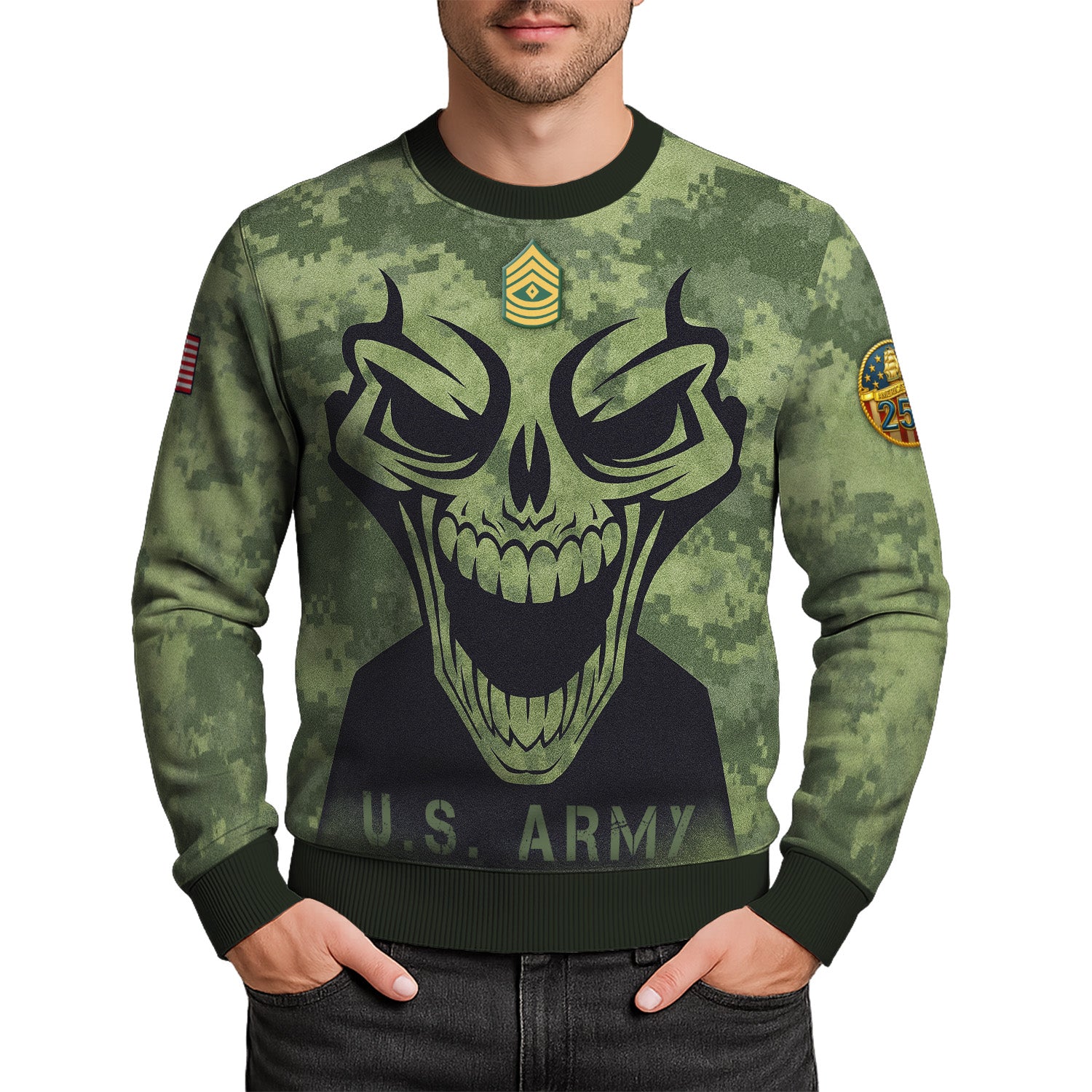 Personalized US Army Ugly Christmas Sweater TUST08