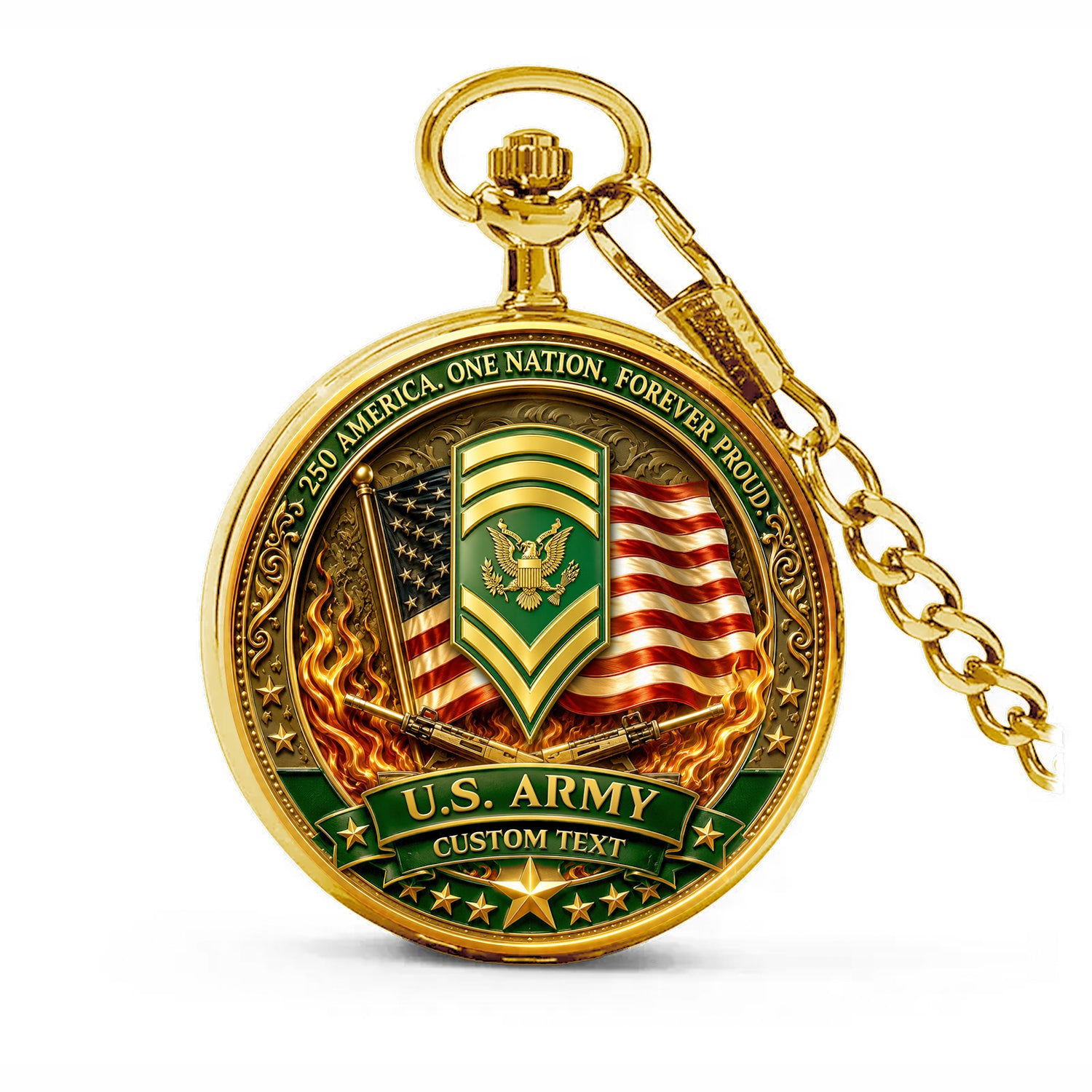 Army 250 Years Independence Pocket Watch Custom Gift