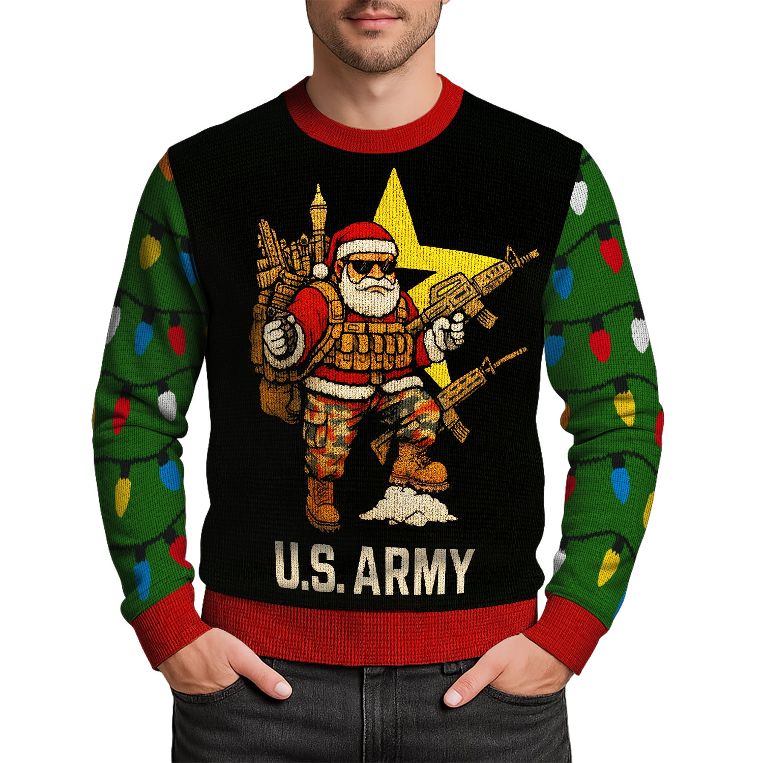 Army Santa Soldier Christmas Ugly Christmas Sweater