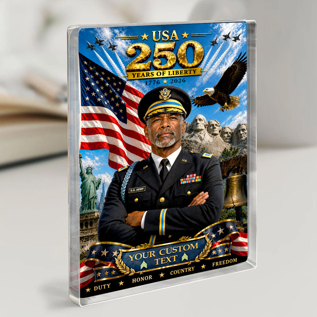 USA 250 Years Of Liberty Custom US Army Service Uniform Figure Acrylic Block