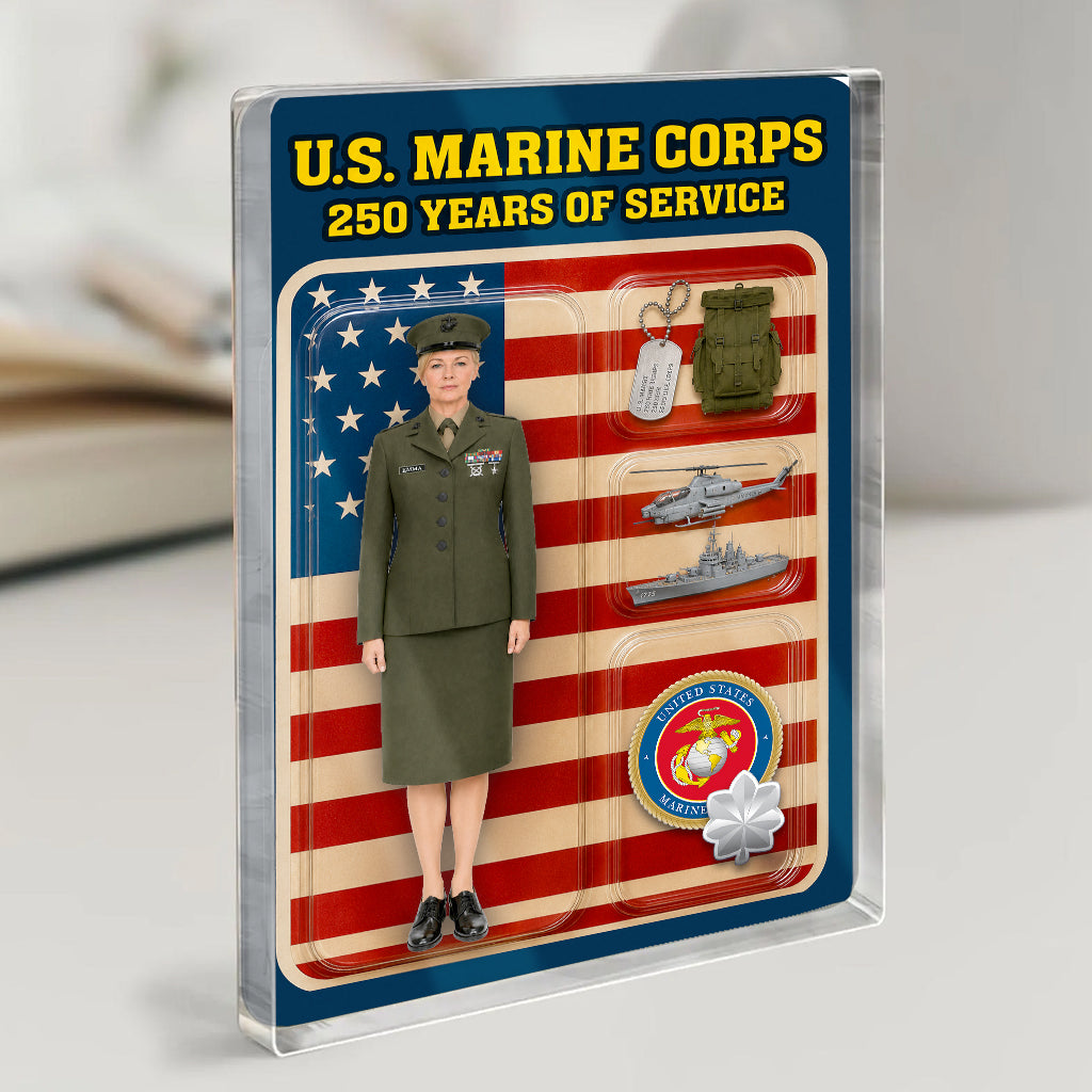 Personalized MARlNE 250th Years Of Service Custom Figure Acrylic Block