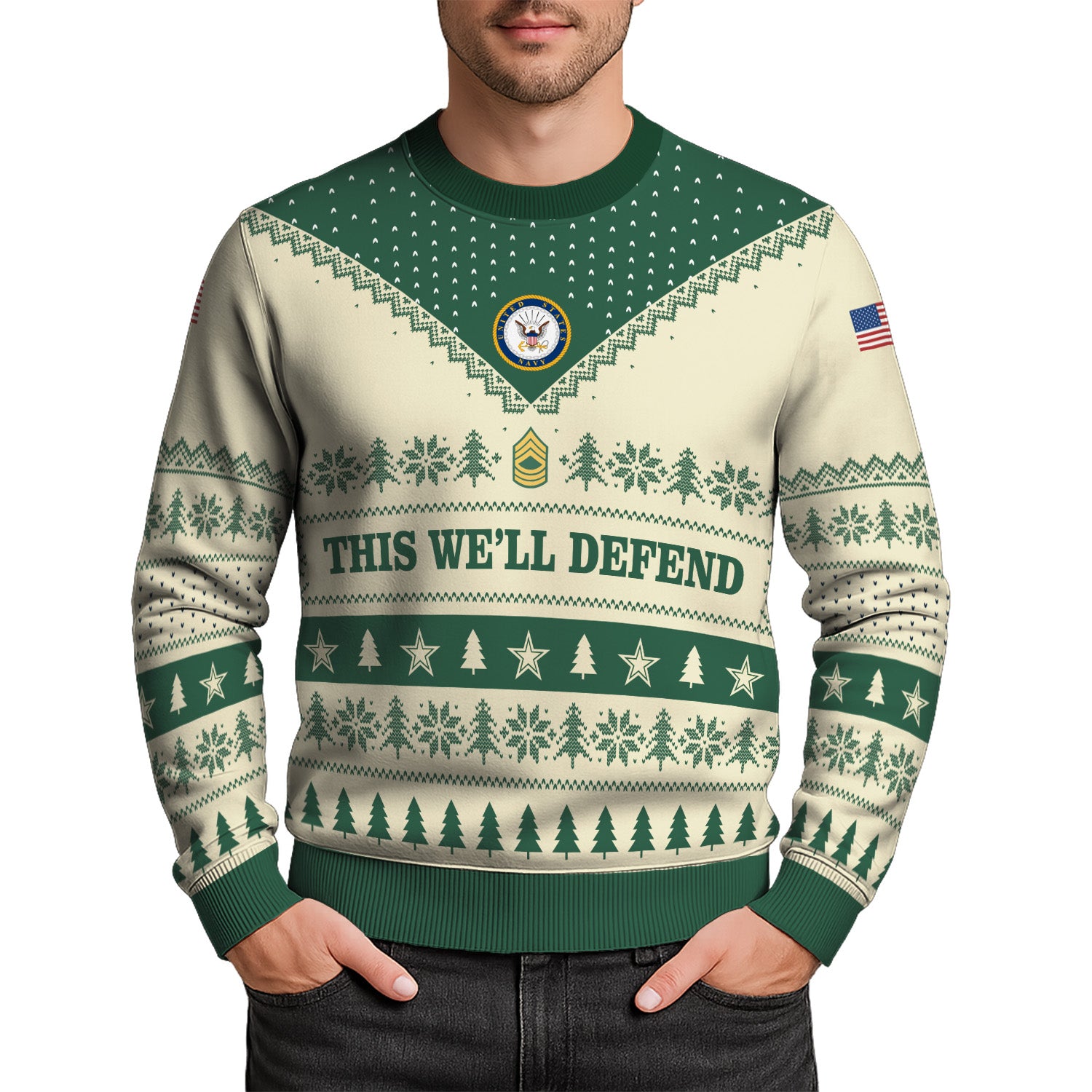 Custom Ranks US Army Ugly Christmas Sweater for Women Men TUST05