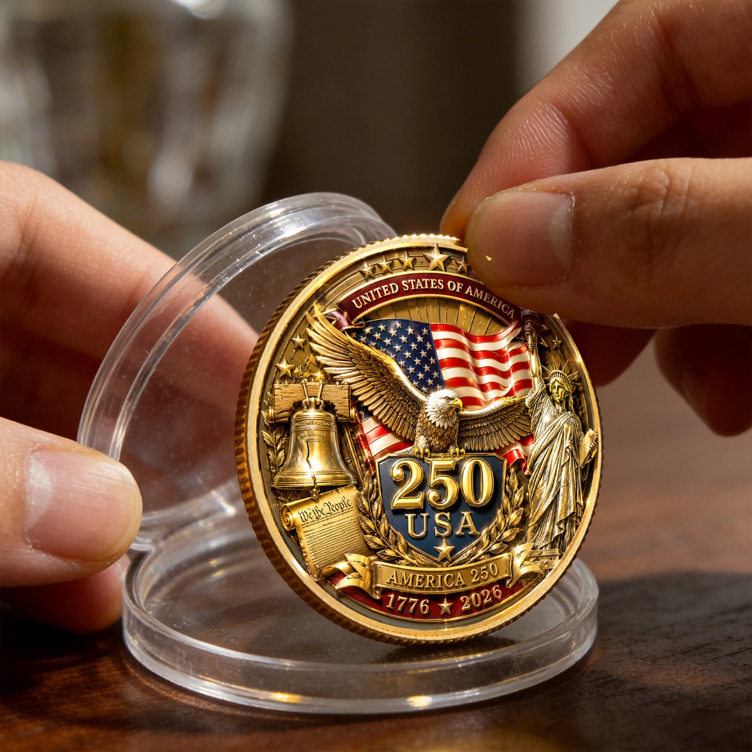 Custom USMC Rank Challenge Coin 1776-2026 Military Keepsake