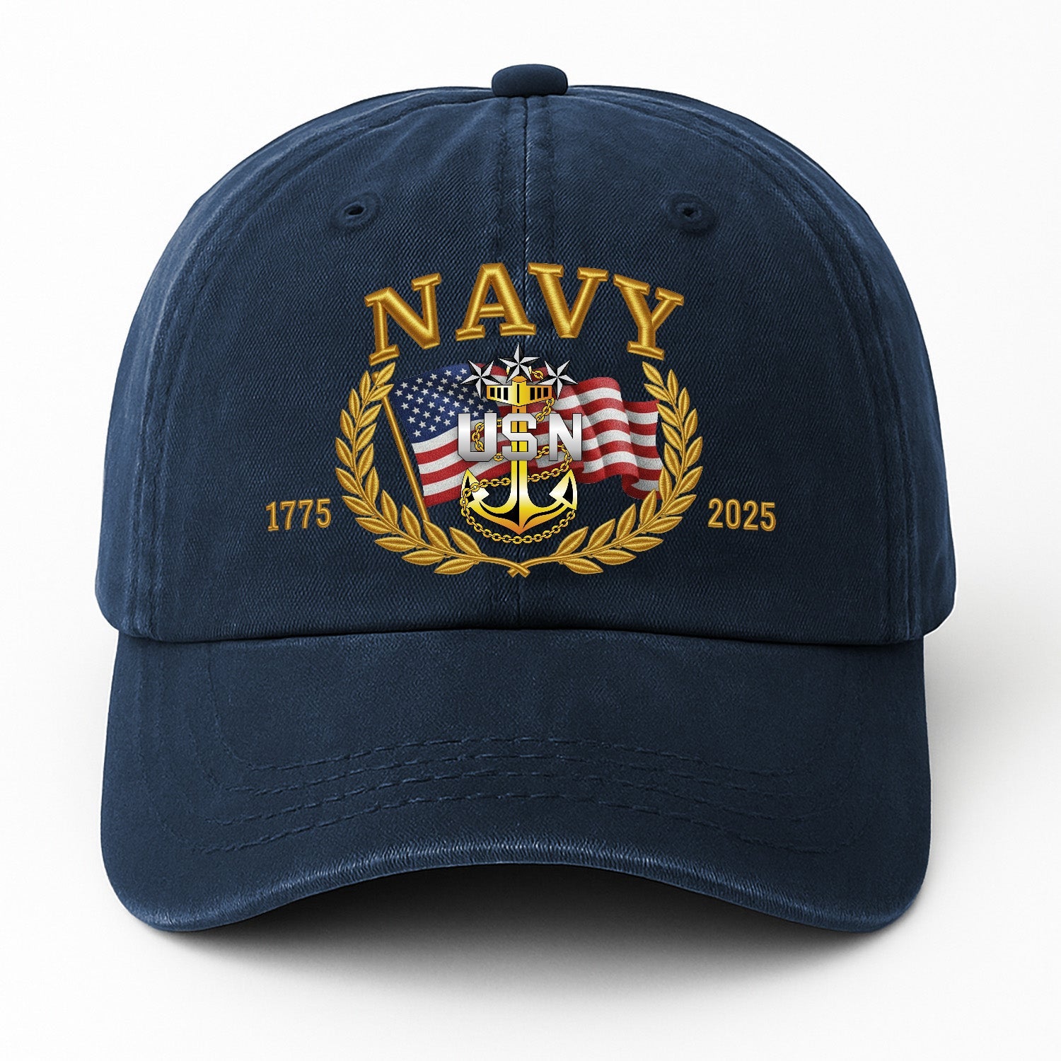 Custom Ranks US Navy Premium Washed Denim Cap DC028