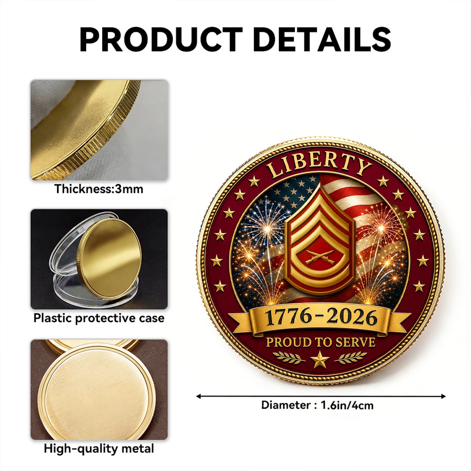 Personalized U.S. MARlNES Veteran Rank Challenge Coin – Custom Text & Rank