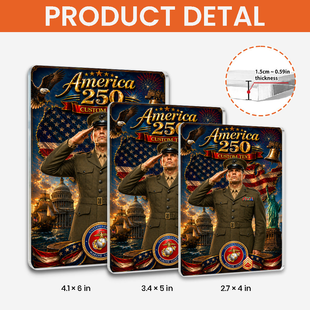 America 250 USMC Service Uniform Custom Figure Acrylic Block