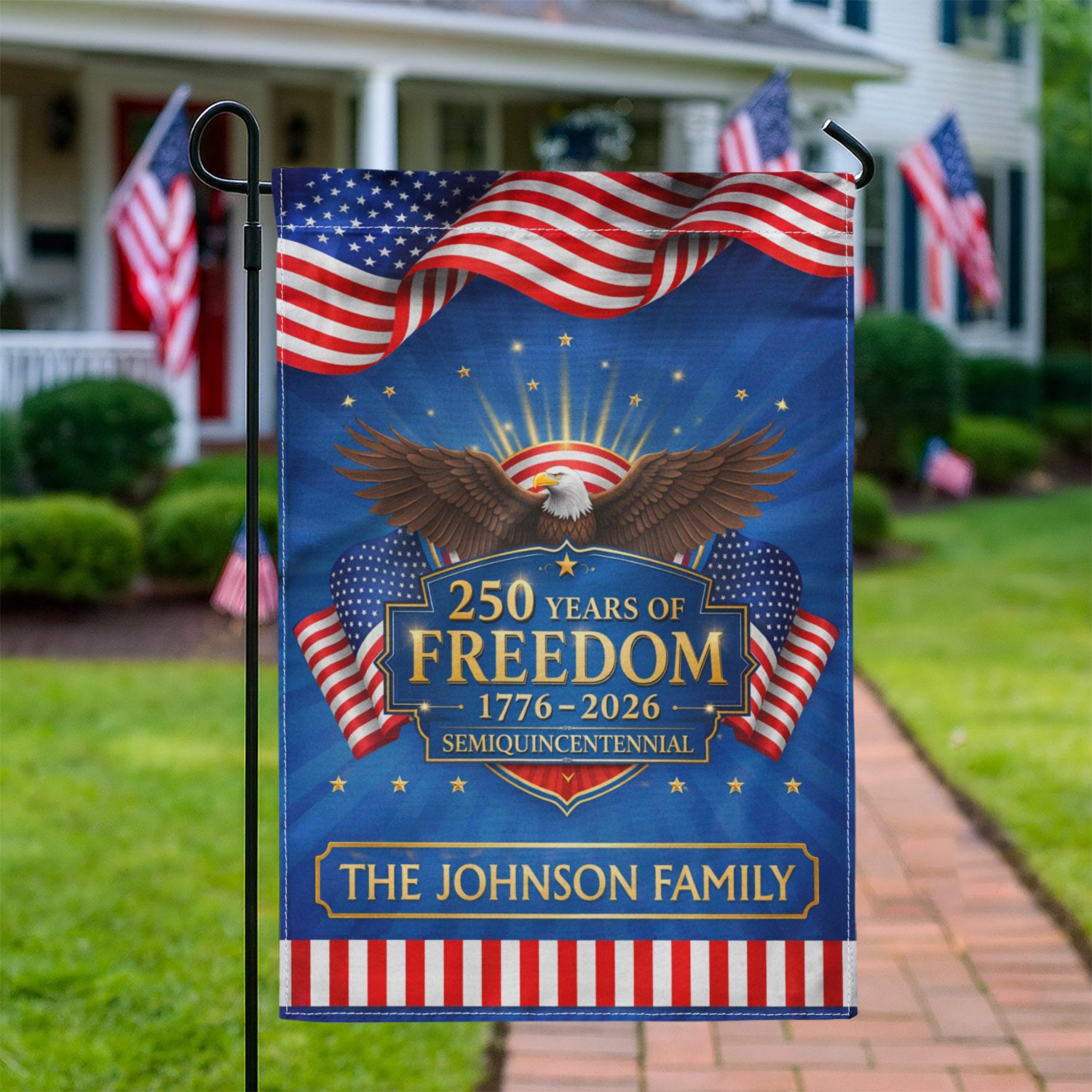 Personalized USA 250 Garden Flag Eagle Freedom 1776-2026