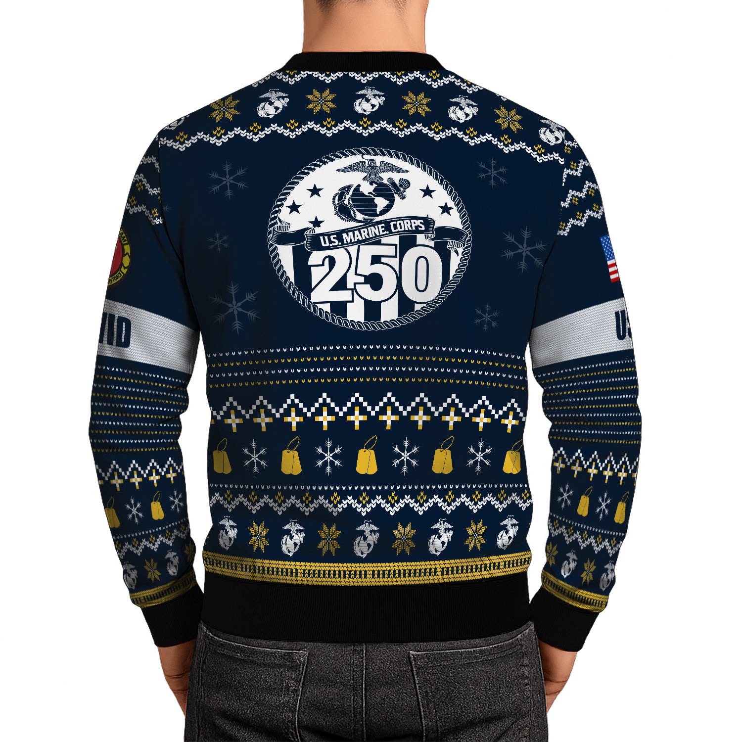 Custom Ranks And Text USMC Ugly Christmas Sweater for Women Men JUST04