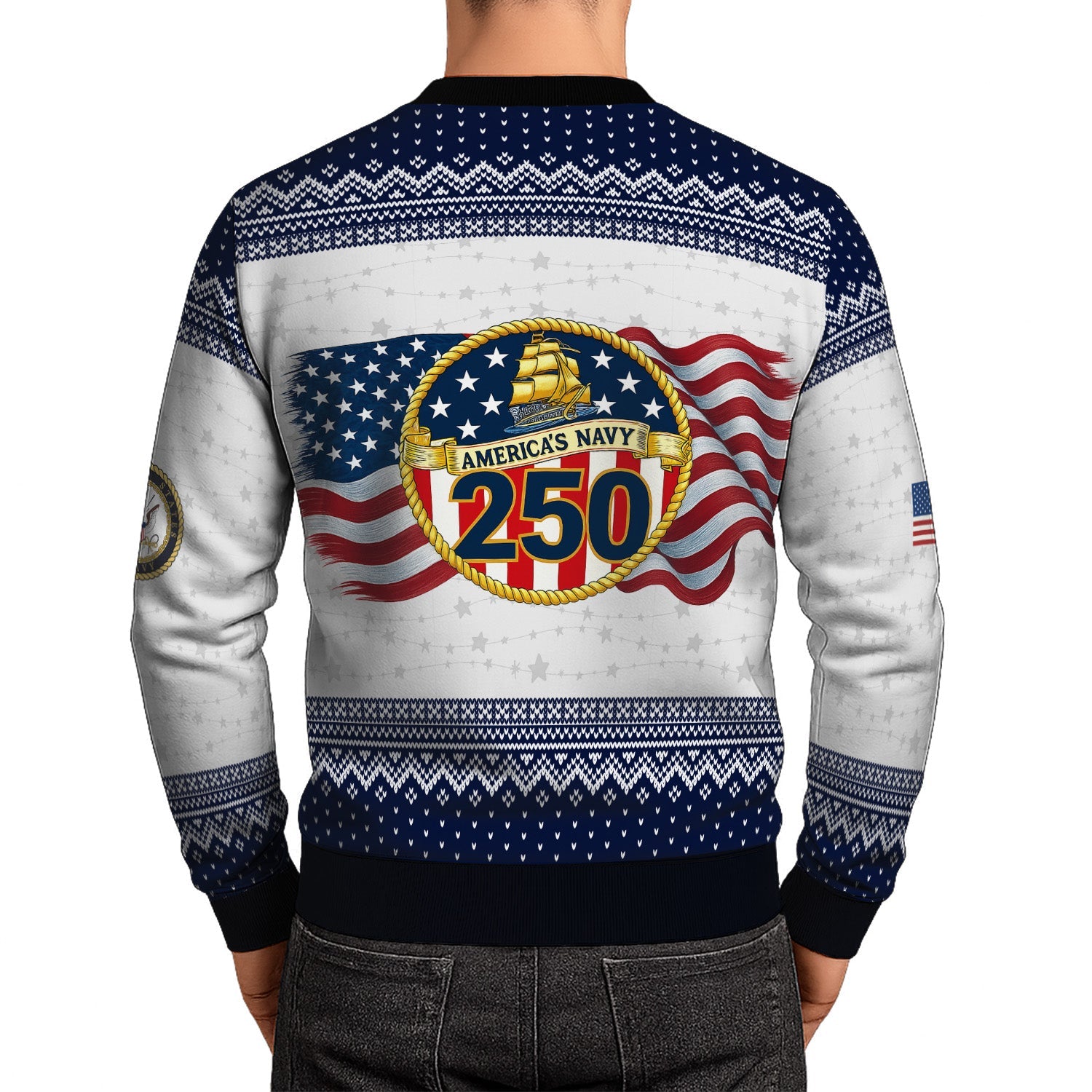 Personalized US Navy Christmas Ugly Sweater TUST10