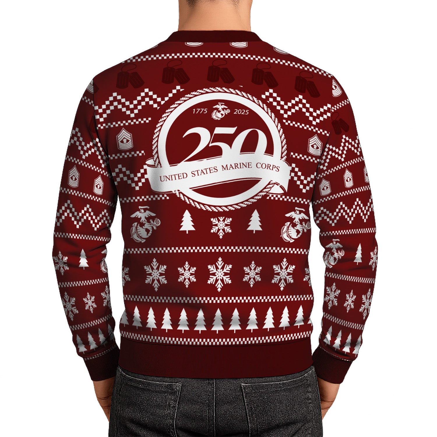 Custom Ranks USMC Ugly Christmas Sweater for Women Men TUST01