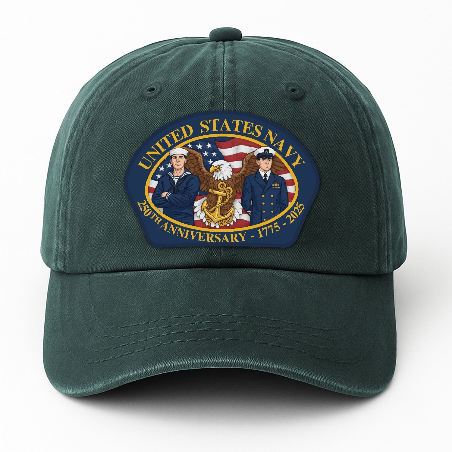 United Stetes Navy 250th Anivesary US Navy Premium Washed Denim Cap